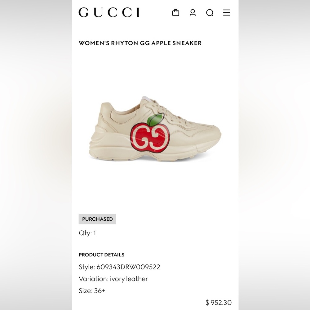 Gucci Women’s Sneakers with Red Apple
